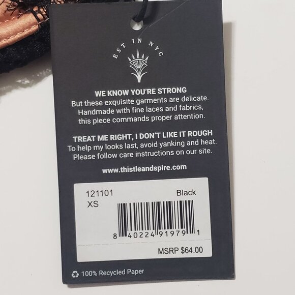 Thistle and Spire Narcissa Bra Black Peach Lace Strappy Underwire Women’s XS - Picture 7 of 13